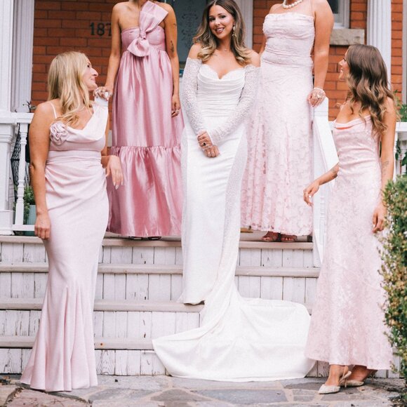 Leau Celine Corset Drape Satin Gown - Pink - Picture 3 of 4